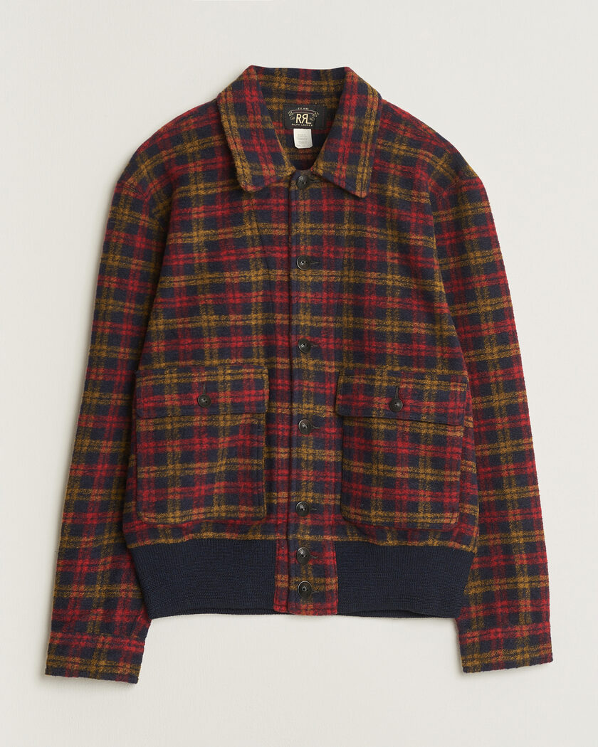 RRL Knit Bomber Jacket Red Multi – Flerfarget