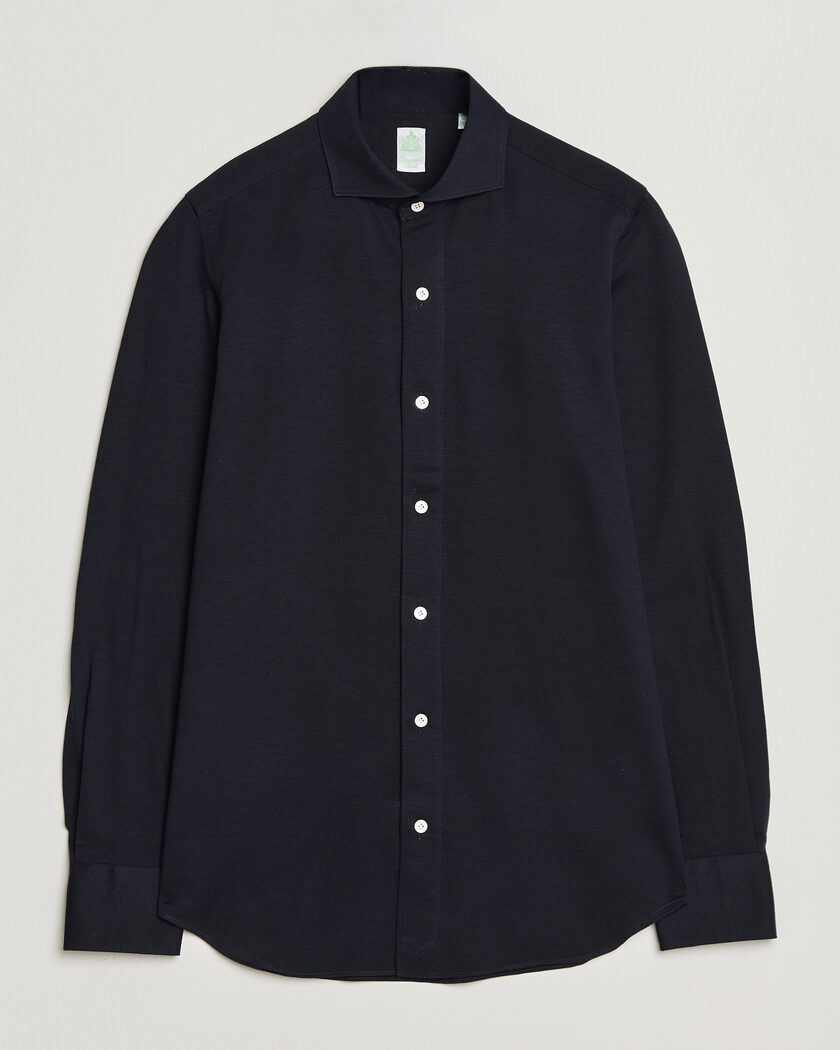 Finamore Napoli Cotton/Cashmere Jersey Shirt Navy – Blå