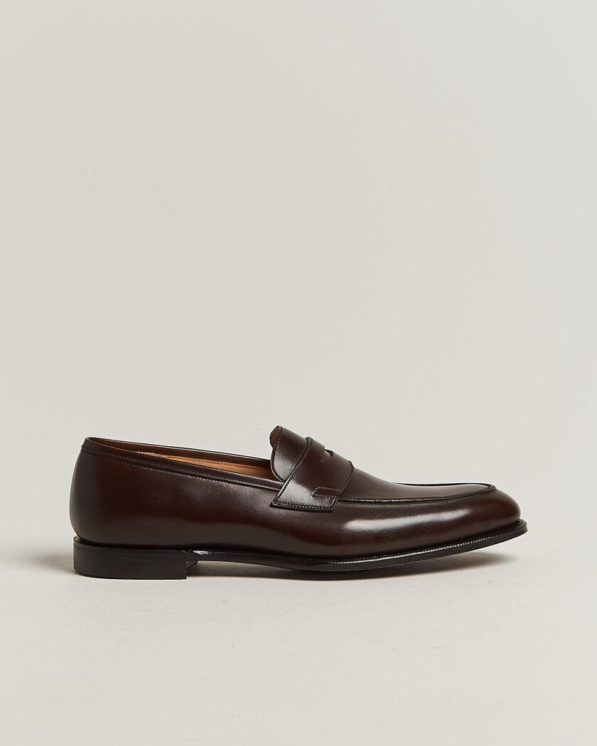 Crockett & Jones Crawford Handgrade Penny Loafer Dk Brown Antique Calf – Brun