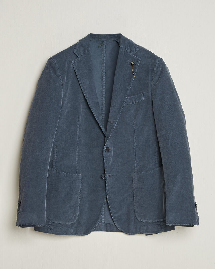 Santaniello Corduroy Patch Pocket Blazer Iron Blue – Blå