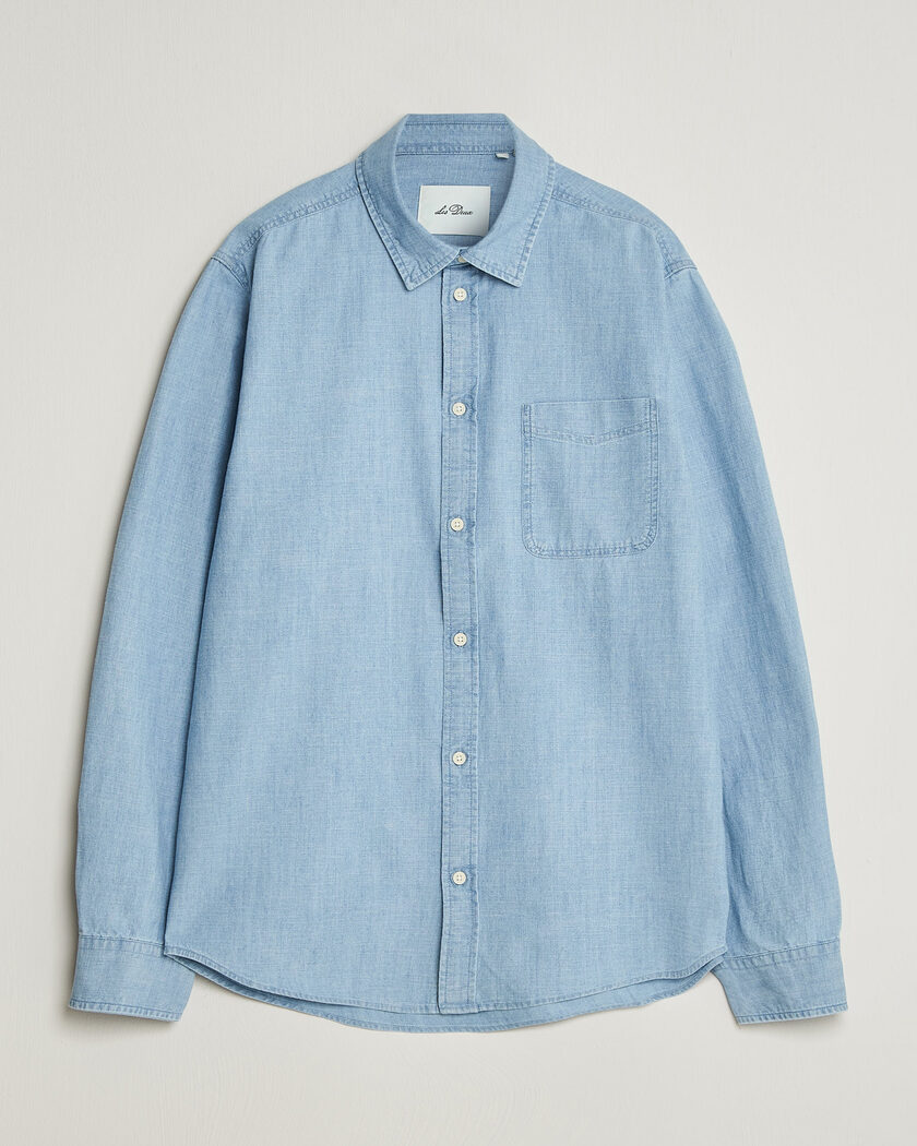 LES DEUX Chambray Shirt Light Blue Wash – Blå