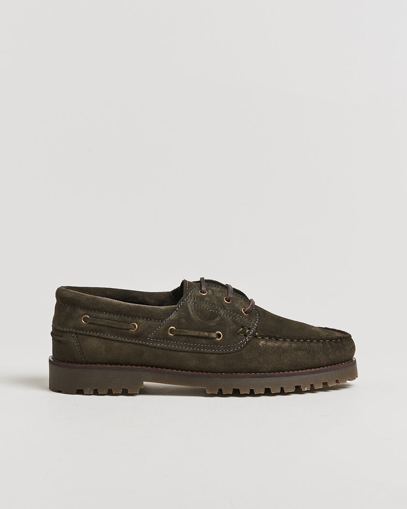 LES DEUX Suede Boatshoe Rosin Green – Grønn