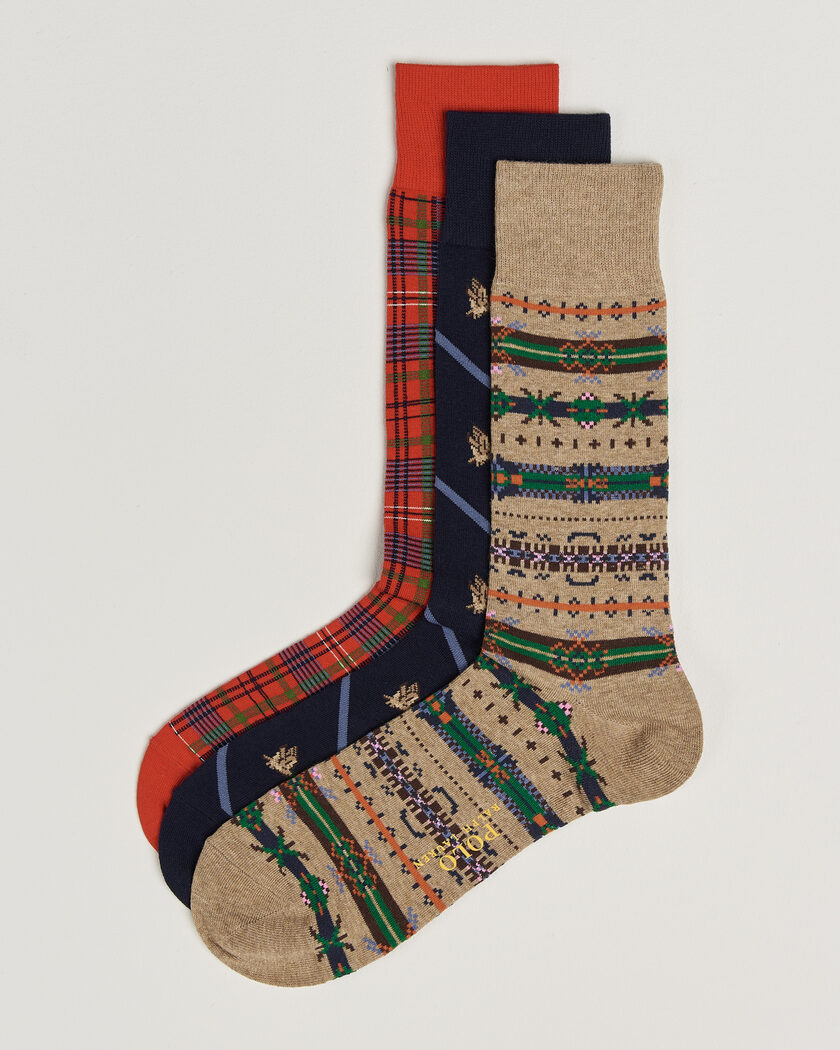 Polo Ralph Lauren 3-Pack Cotton Crew Socks Multi – Flerfarget