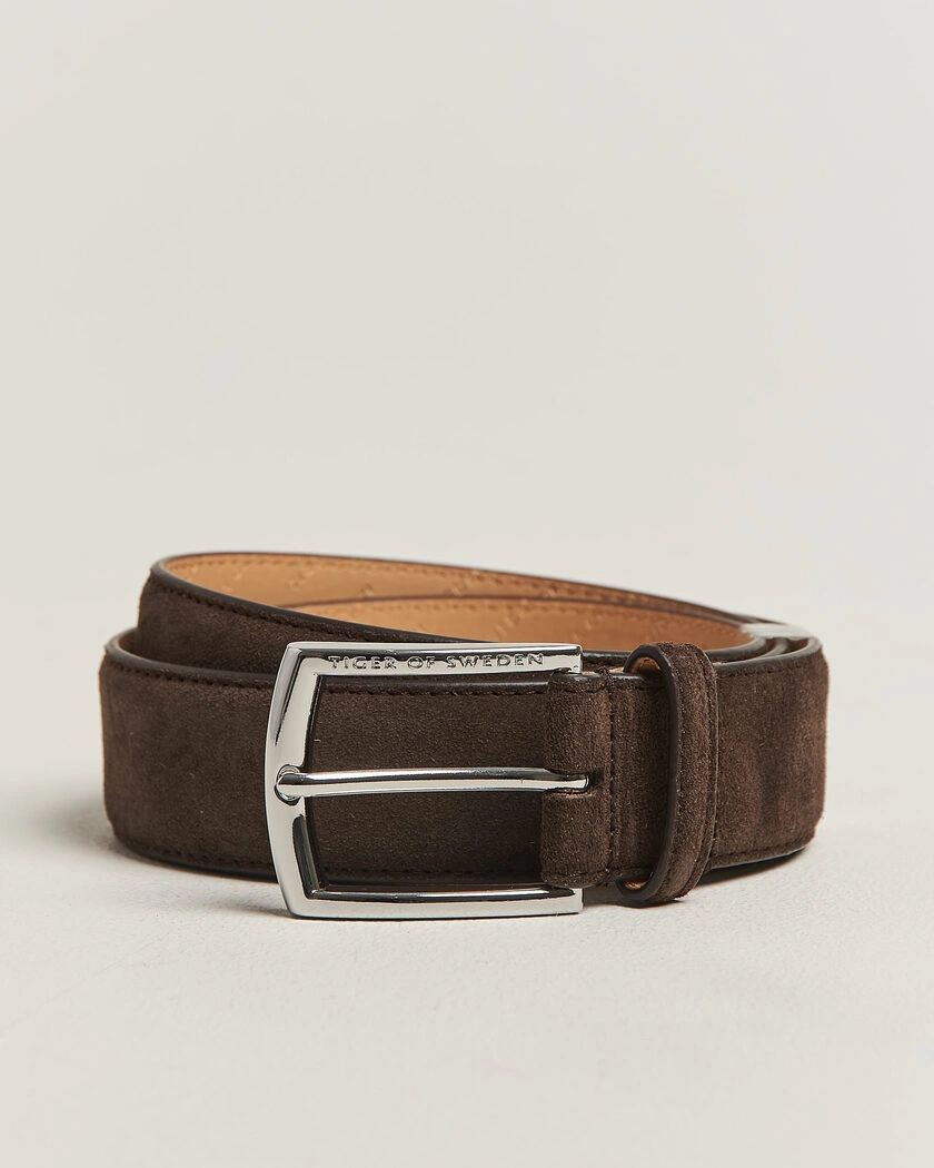 Tiger of Sweden Bergstroms Suede Belt Dark Brown – Brun
