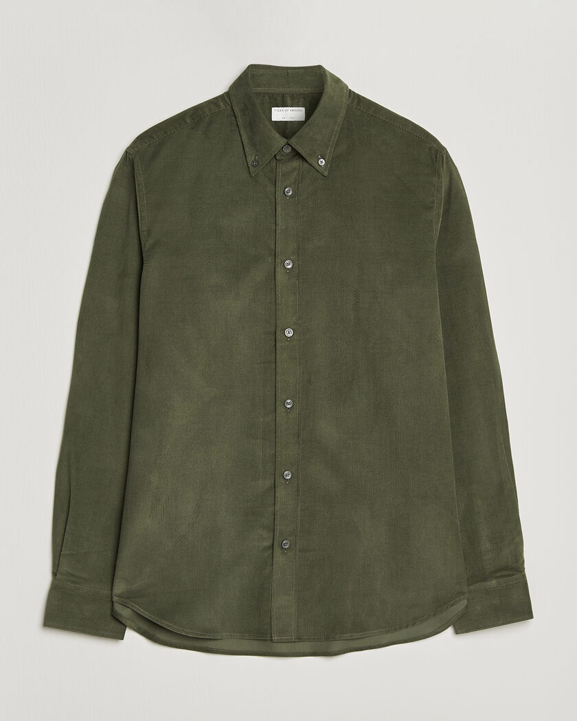 Tiger of Sweden Bjorn Corduroy Shirt City Green – Grønn