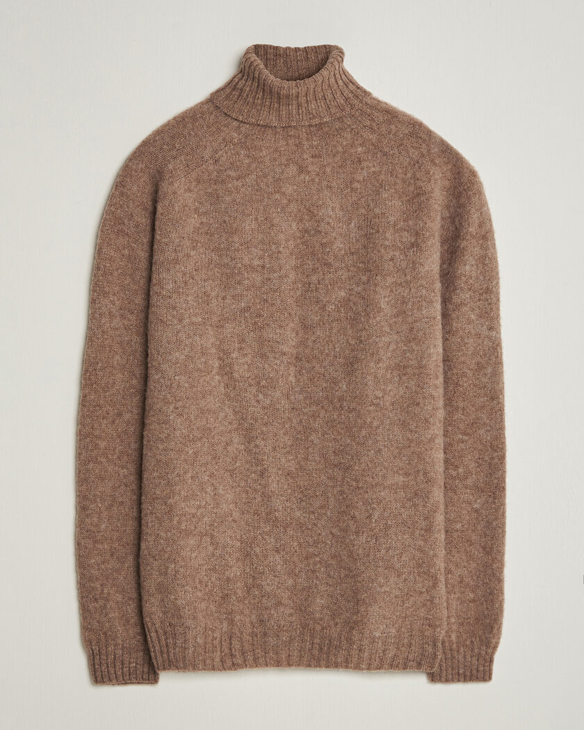 Harley Of Scotland Brushed Supersoft Lambswool Rollneck Tundra – Brun
