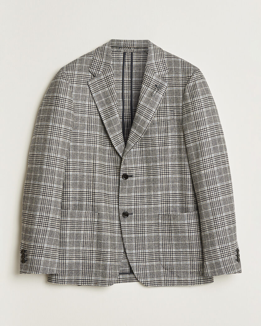 Lardini Wool/Cashmere Houndstooth Blazer Blue – Blå