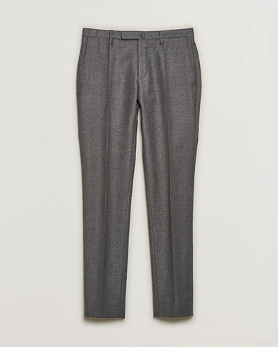 Incotex Slim Fit Super 120s Flannel Trousers Grey Melange