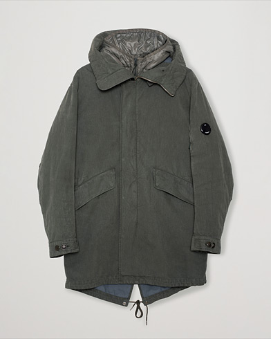 C.P. Company 50 Fili Garment Dyed Cotton/Nylon 2 in 1 Parka Green