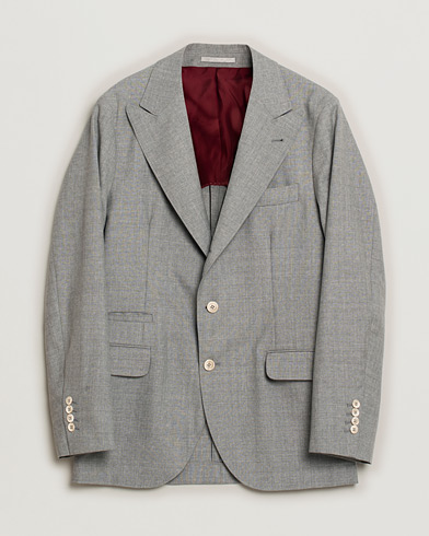 Herre | Pre-owned | Pre-owned | Brunello Cucinelli Peak Lapel Wool Blazer Light Grey