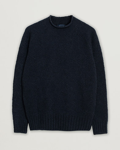 Drumohr Wool Boucle Mock Neck Navy 48