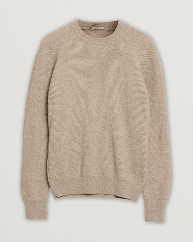 Fioroni Puro Filo Cashmere Rib Crewneck Beige 48