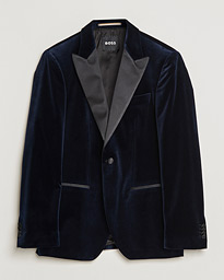  Hutson Velvet Tuxedo Blazer Dark Blue