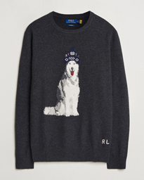  Holiday Dog Cashmere Sweater Dark Granite Heather