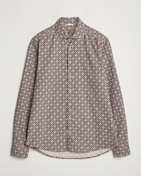  Slimline Printed Cord Shirt Brown