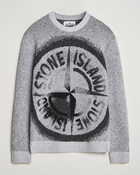  Jacquard Knitted Wool Crew Neck Grey