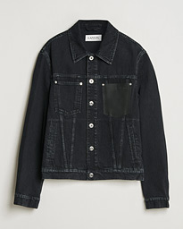  Leather Pocket Denim Jacket Black