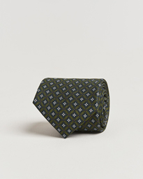  3-Fold Printed Silk Tie Dark Green