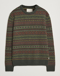  Wool Fairisle Crew Neck Sweater Deepest Green