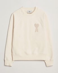  Bouclé Heart Sweatshirt White Cream