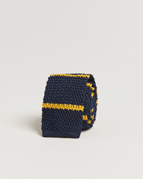  Knitted Striped Tie Navy/Gold