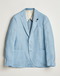  Linen Crepe Canvas Blazer Light Blue