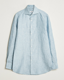  Cut Away Linen Shirt Blue