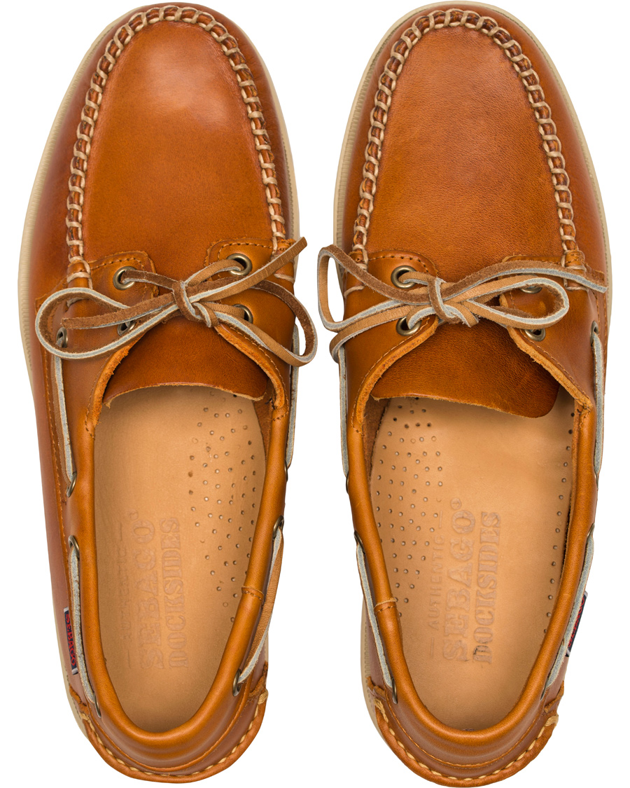 Sebago Horween Leather Docksides Boat Shoe Orange