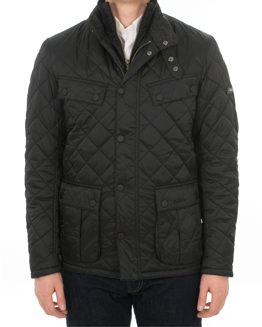 barbour international windshield quilt jacket black