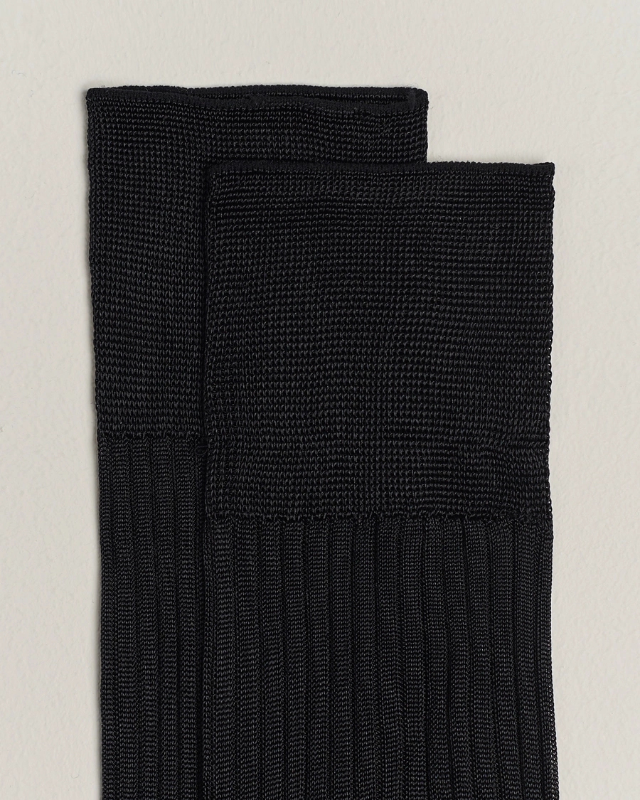 Herre |  | Pantherella | Baffin Silk Long Sock Black