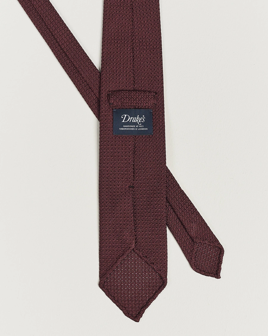 Herre | Drake's | Drake\'s | Silk Grenadine Handrolled 8 cm Tie Wine Red