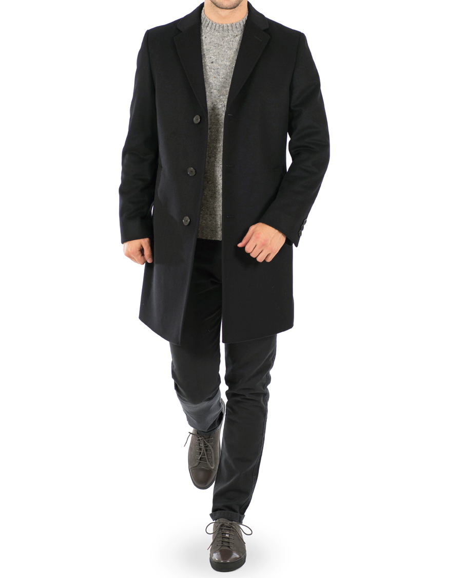 BOSS Stratus Wool Cashmere Coat Black hos CareOfCarl.no