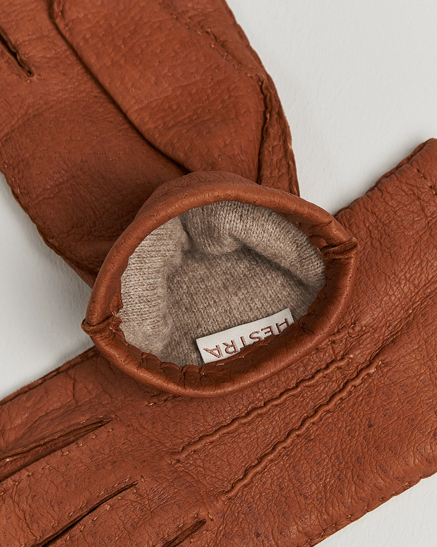 Herre |  | Hestra | Peccary Handsewn Cashmere Glove Cork