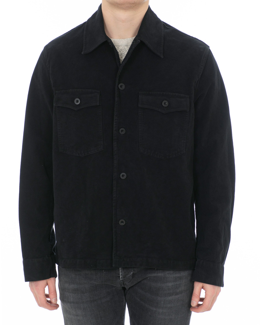 Our Legacy Moleskin Evening Coach Jacket Blue/Black hos CareOfCarl.no