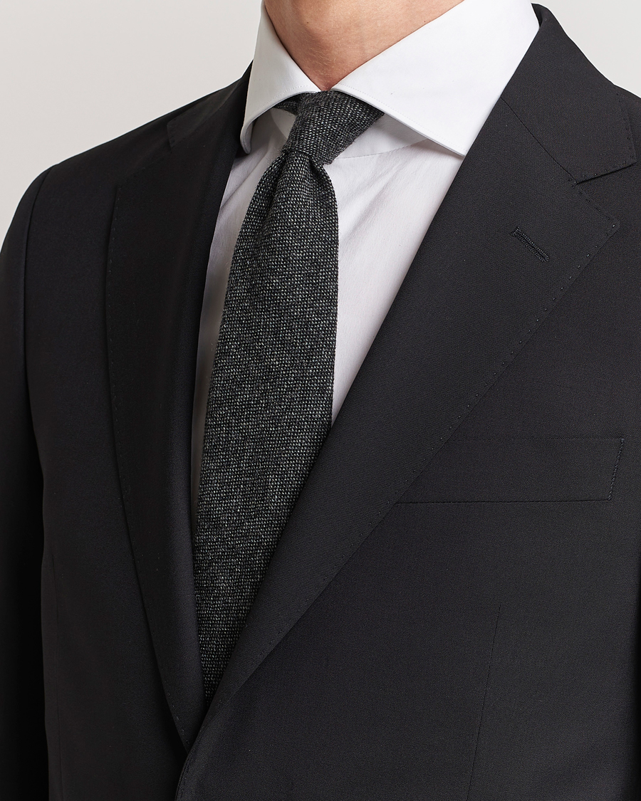 Herre | Drake's | Drake\'s | Cashmere 8 cm Tie Grey/Black