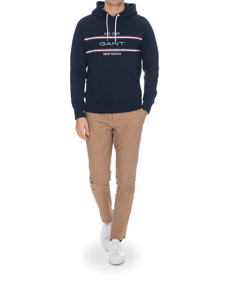 GANT Stripe Sweat Hoodie Evening Blue