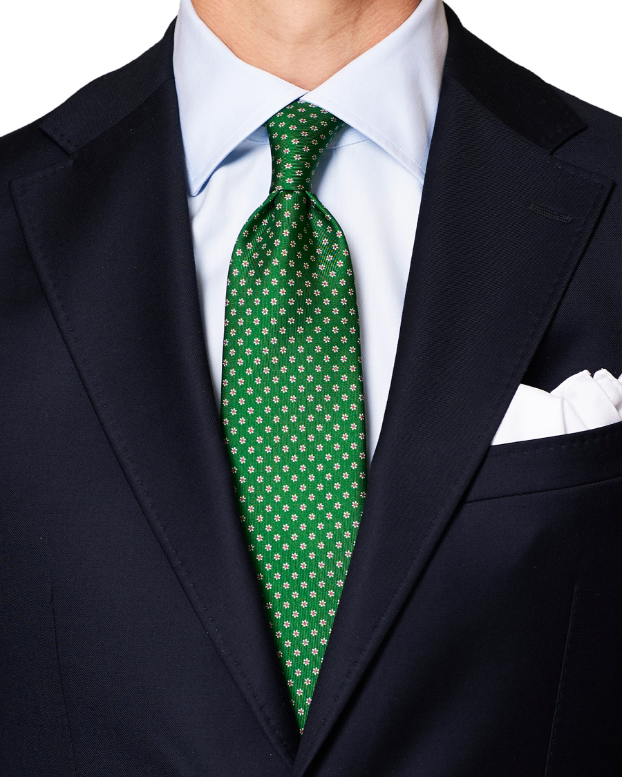 Herre | E. Marinella 3-Fold Printed Dots 8 cm Silk Tie Grass Green | E. Marinella | 3-Fold Printed Dots 8 cm Silk Tie Grass Green