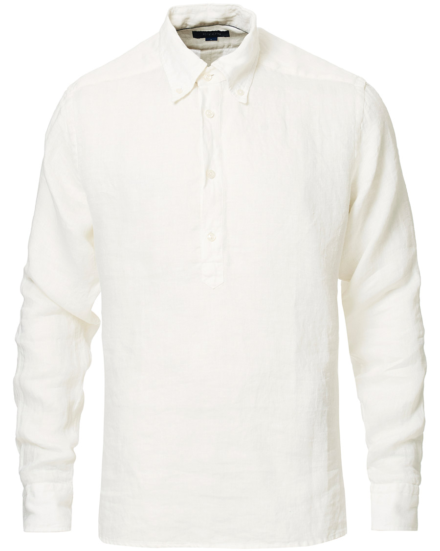 Eton Slim Fit Popover Linen Shirt Cream hos CareOfCarl.no
