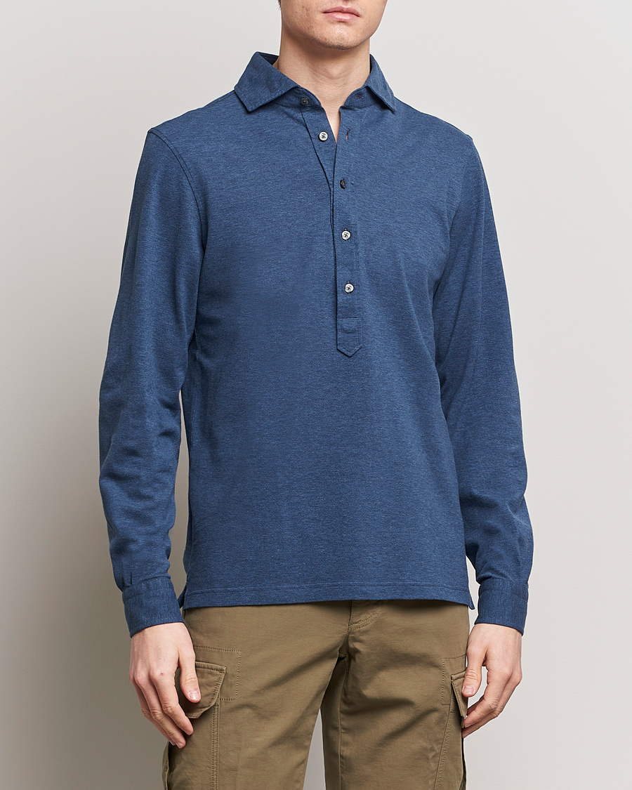 Herre | 20% salg | Gran Sasso | Popover Shirt Blue