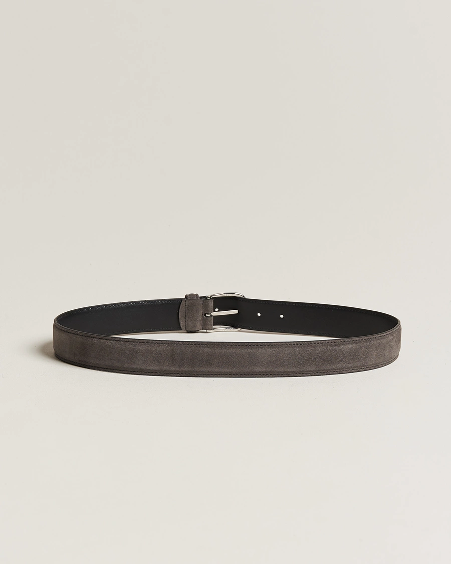 Herre | Belter | Anderson\'s | Suede 3,5 cm Belt Grey