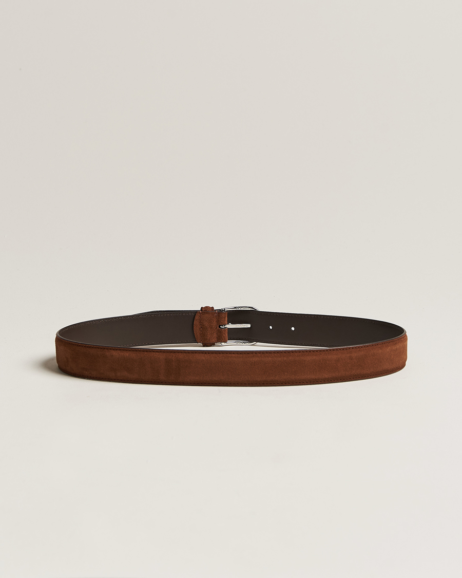 Herre | Belter | Anderson's | Suede 3,5 cm Belt Brown