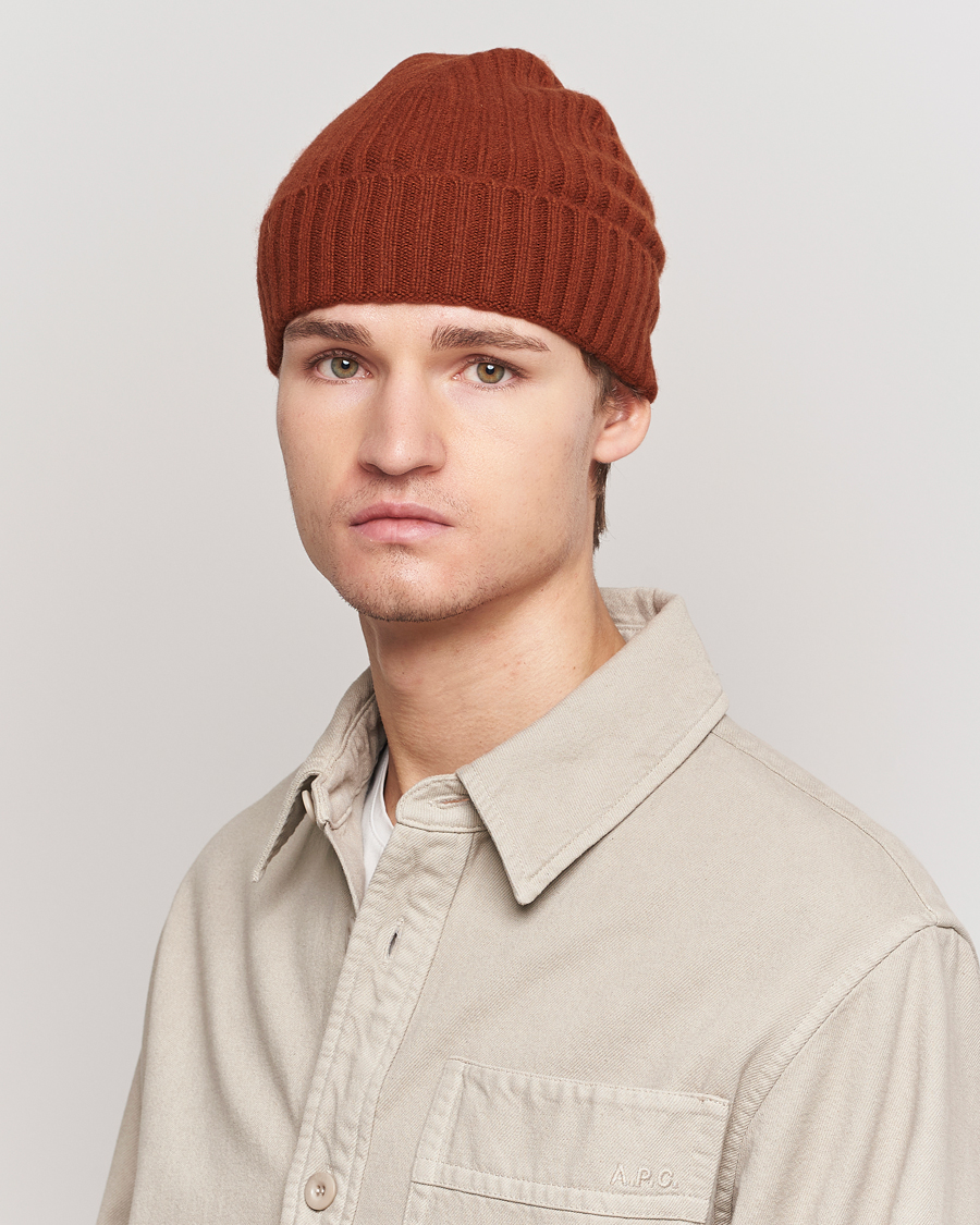 Herre |  | Amanda Christensen | Rib Knitted Cashmere Cap Rust