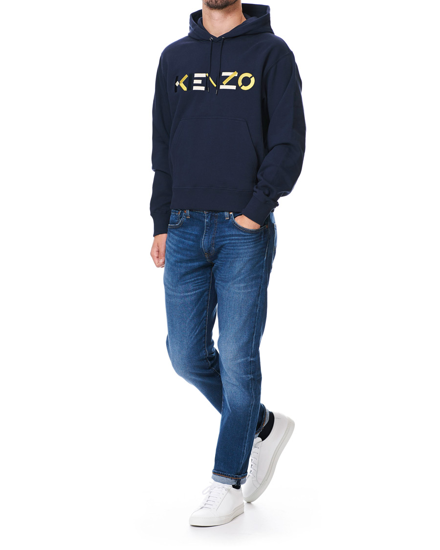 KENZO Multi Logo Hoodie Navy