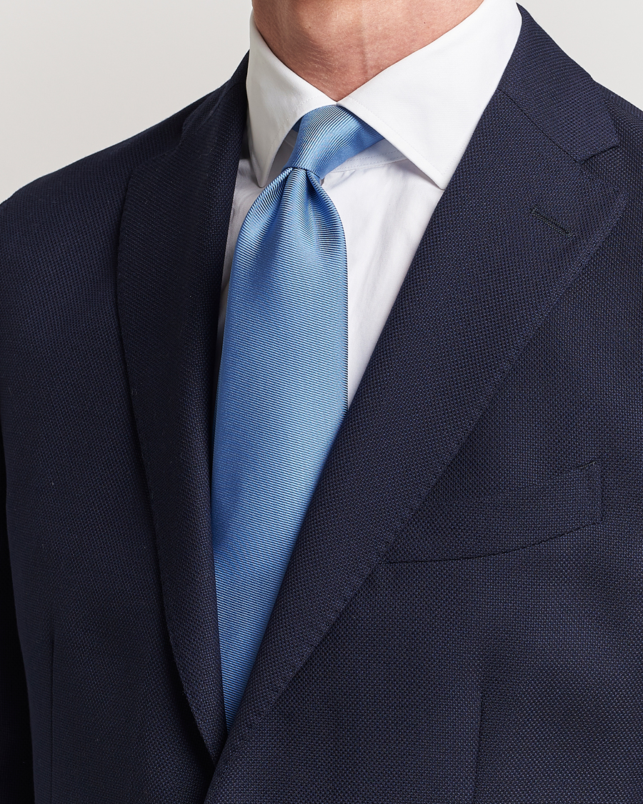 Herre | Drake's | Drake\'s | Handrolled Woven Silk 8 cm Tie Blue