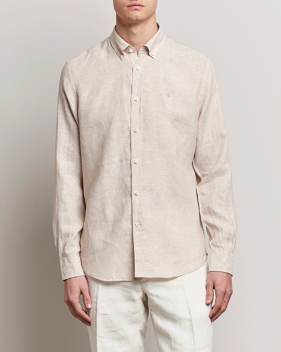 Herre | Preppy Authentic | Morris | Douglas Linen Button Down Shirt Khaki