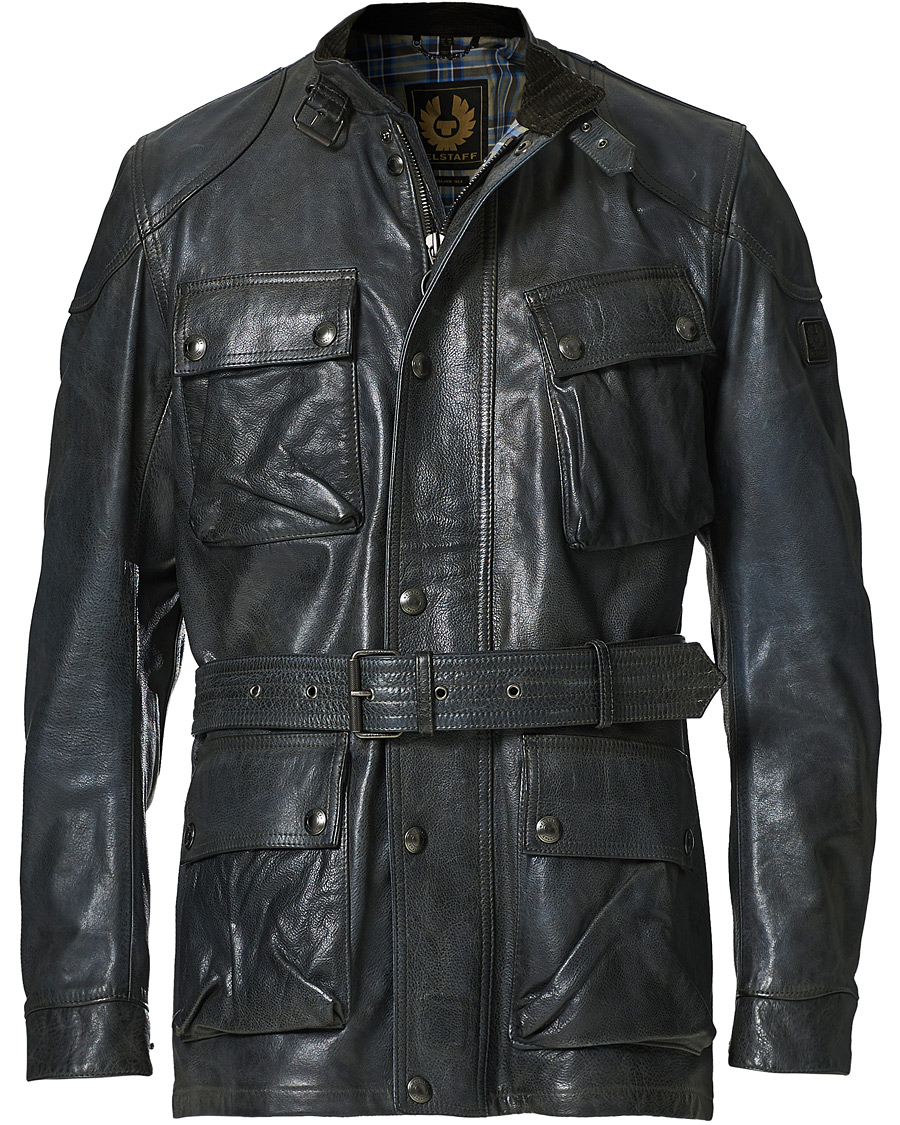 Belstaff Trialmaster Panther 2.0 Leather Jacket Blue Brown Hos CareOfCarl.n