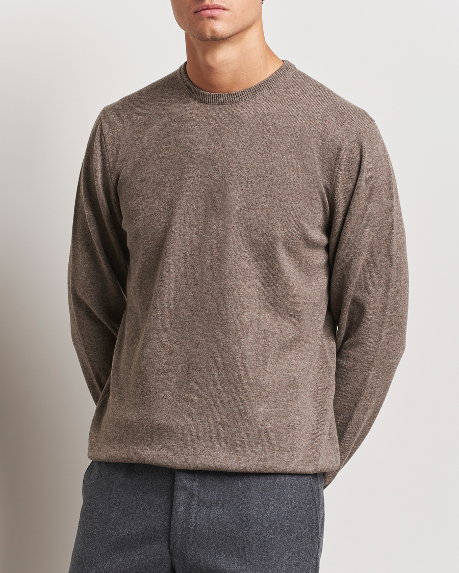 Herre |  | Piacenza Cashmere | Cashmere Crew Neck Sweater Brown