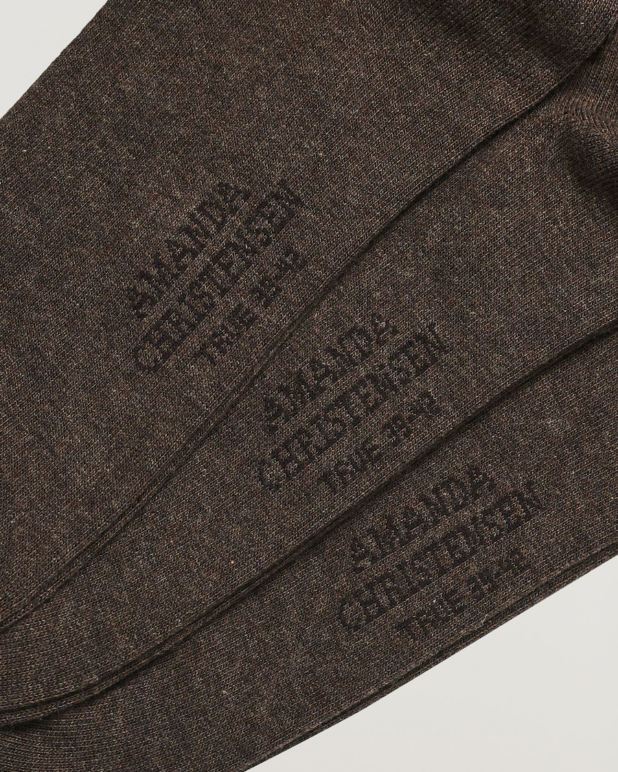 Herre | Amanda Christensen | Amanda Christensen | 3-Pack True Cotton Socks Brown Melange