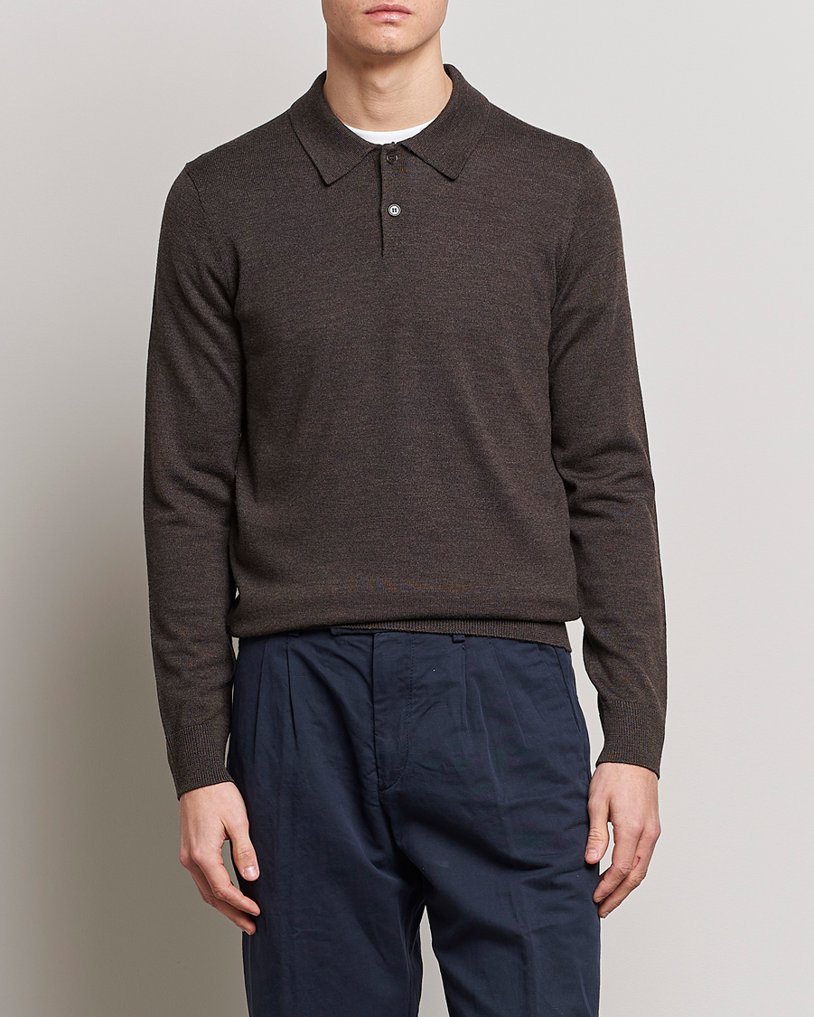 Herre |  | Morris | Merino Polo Knit Brown