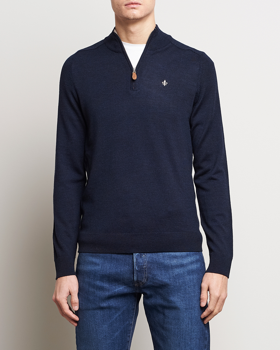 Herre | Gensere | Morris | John Merino Half Zip Navy